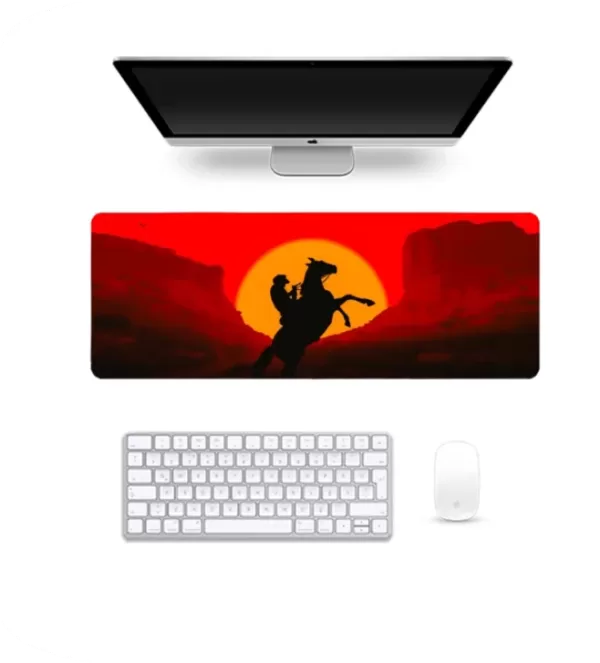 Cowboy on Horse Silhouette – Premium Large Mousepad with a Bold Western Touch